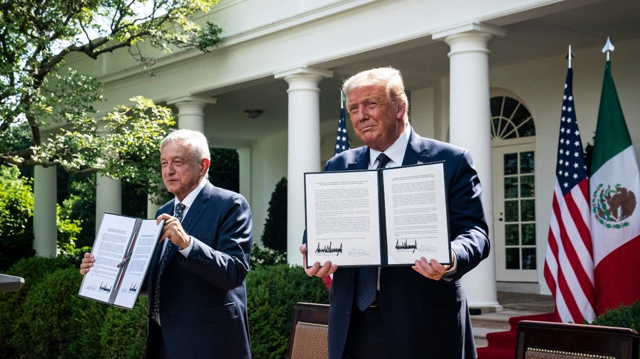Then-President Donald J. Trump and President of the United Mexican States Andres Manuel Lopez Obrador